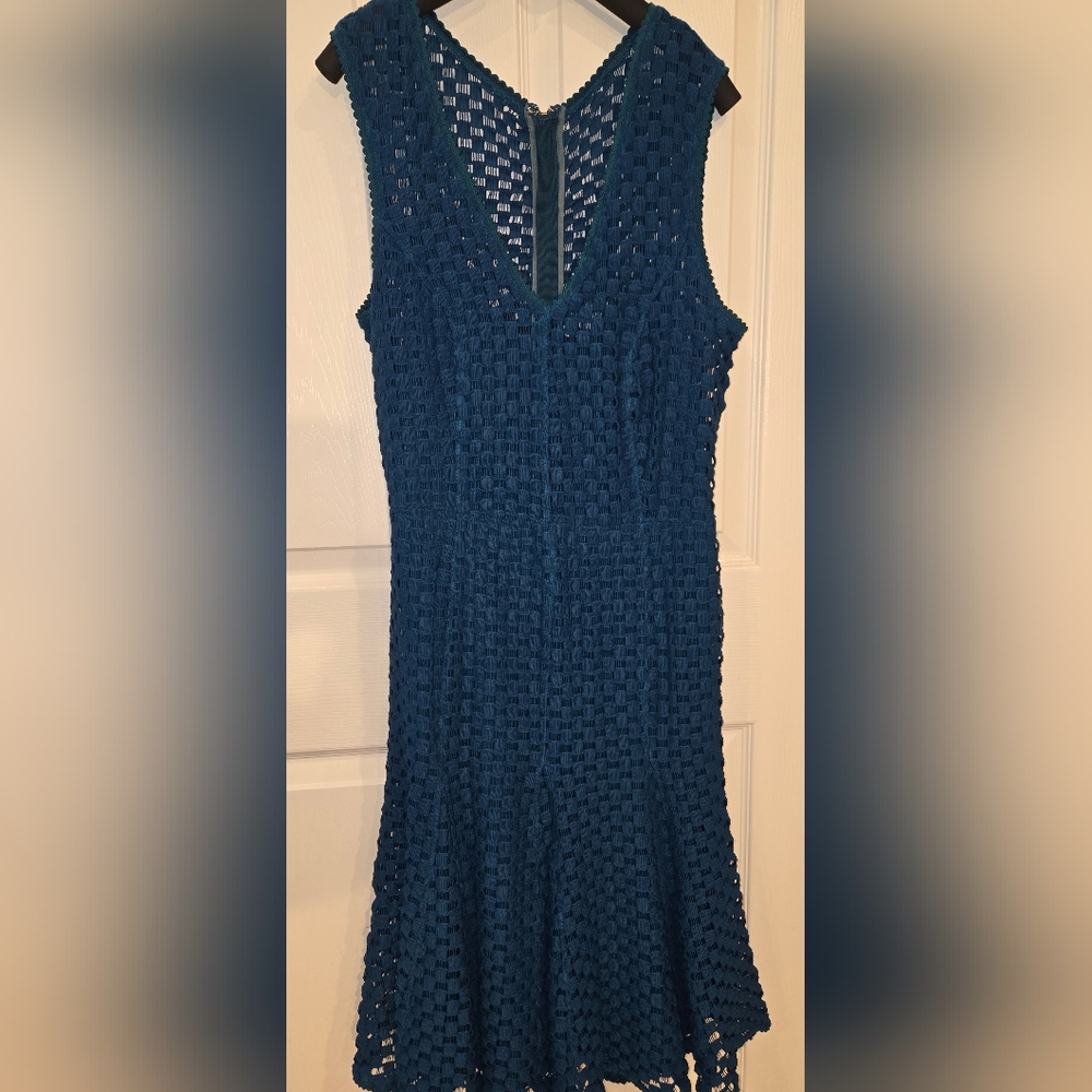 Tracy Reese Teal Crochet Design Dress - Picture 3 of 6